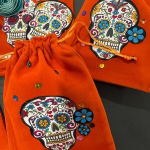 8 velvet sugar skull drawstring bags